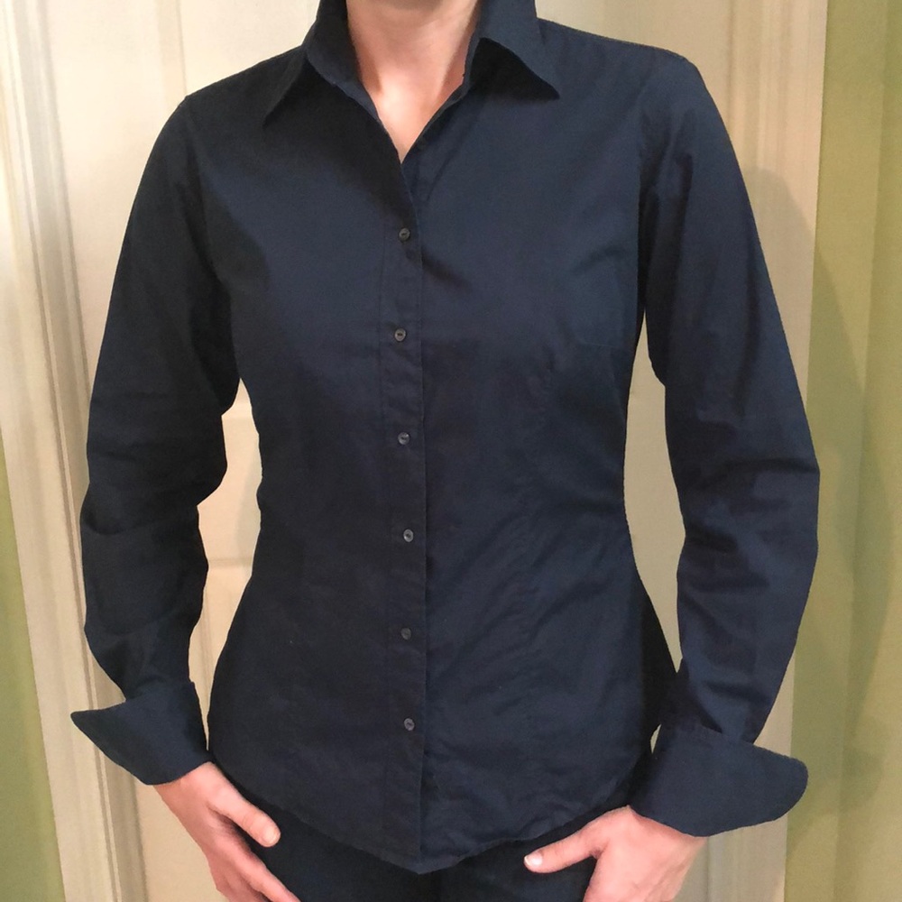 Gap Classic Dark Navy Button Down Cotton Shirt - image 2